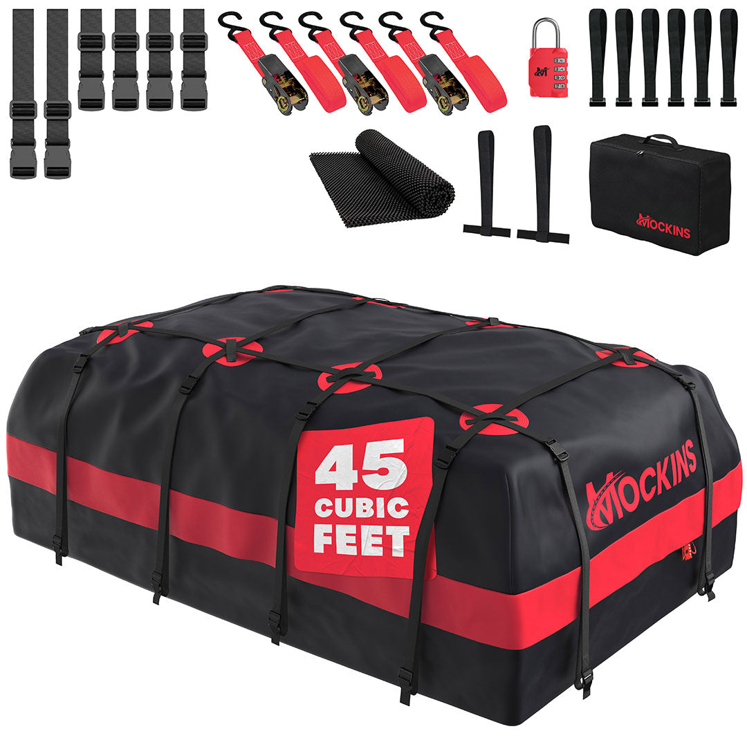 45 Cu Ft. Red Waterproof Roof Cargo Bag 75"x48"x22"
