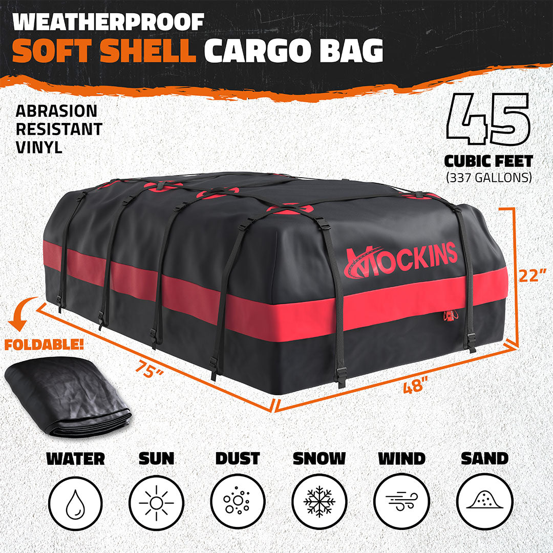 45 Cu Ft. Red Waterproof Roof Cargo Bag 75"x48"x22"