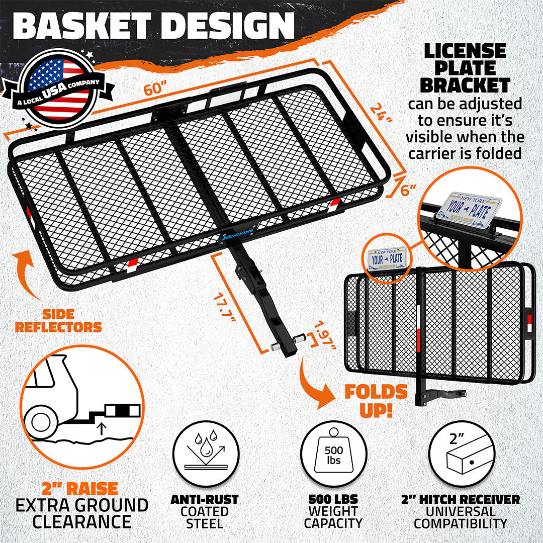 60"x24"x6" Hitch Carrier & 25 Cu Ft Cargo Bag | Built For The Long Haul