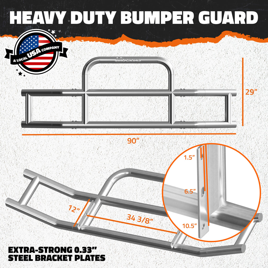 90"x11.5"x29" Semi Truck Front Bumper Guard