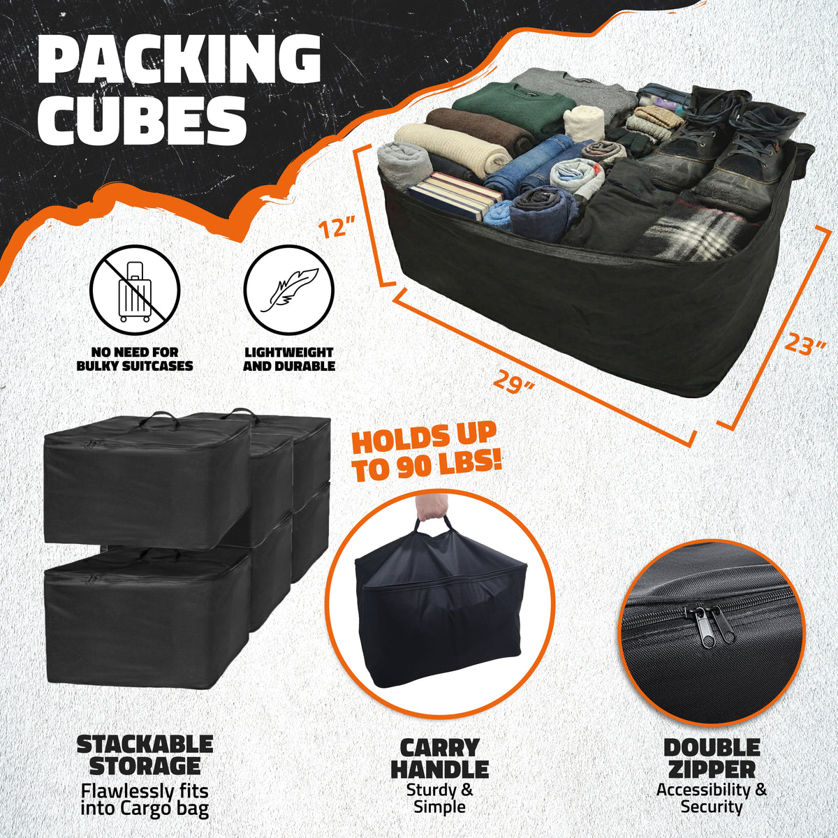 29"x23"x12" Cargo Bag Packing Cubes - Set of 6