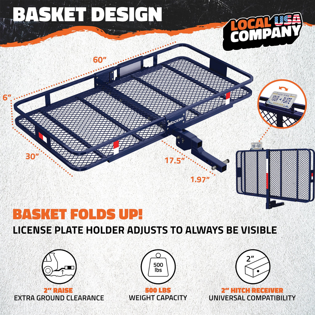 60"x30"x6" Navy Hitch Carrier & 30 Cu Ft Navy Cargo Bag