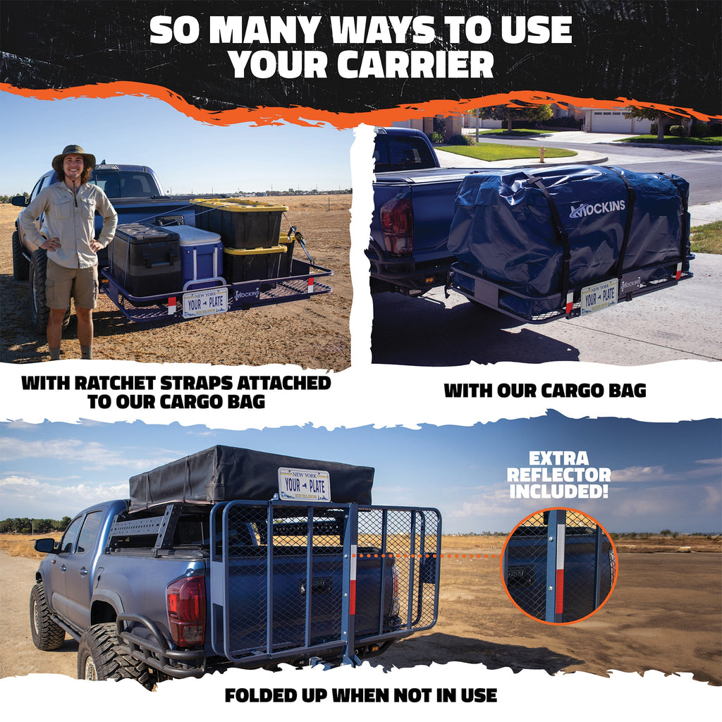 60"x30"x6" Navy Hitch Carrier & 30 Cu Ft Navy Cargo Bag