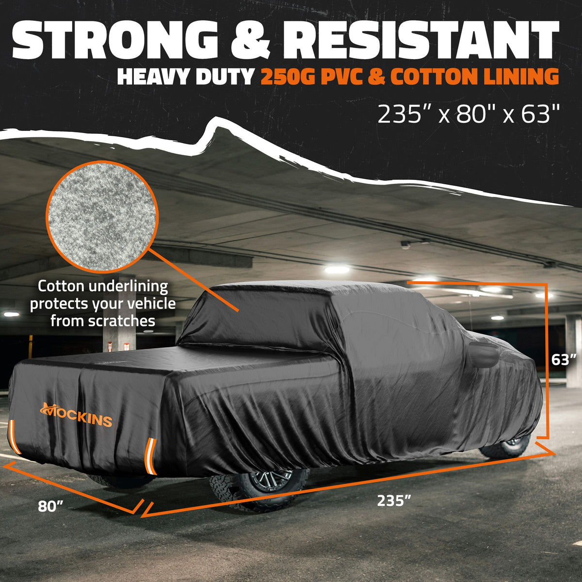 Heavy Duty Waterproof Truck Cover - Cotton Lined