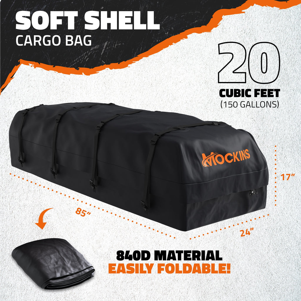 85"x24"x4" Narrow Roof Rack Carrier & 20 Cu Ft Roof Bag