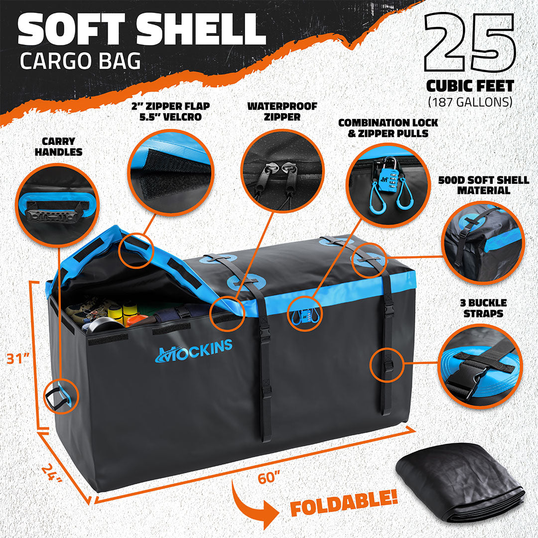 60"x24"x6" Hitch Carrier & 25 Cu Ft Cargo Bag | Built For The Long Haul