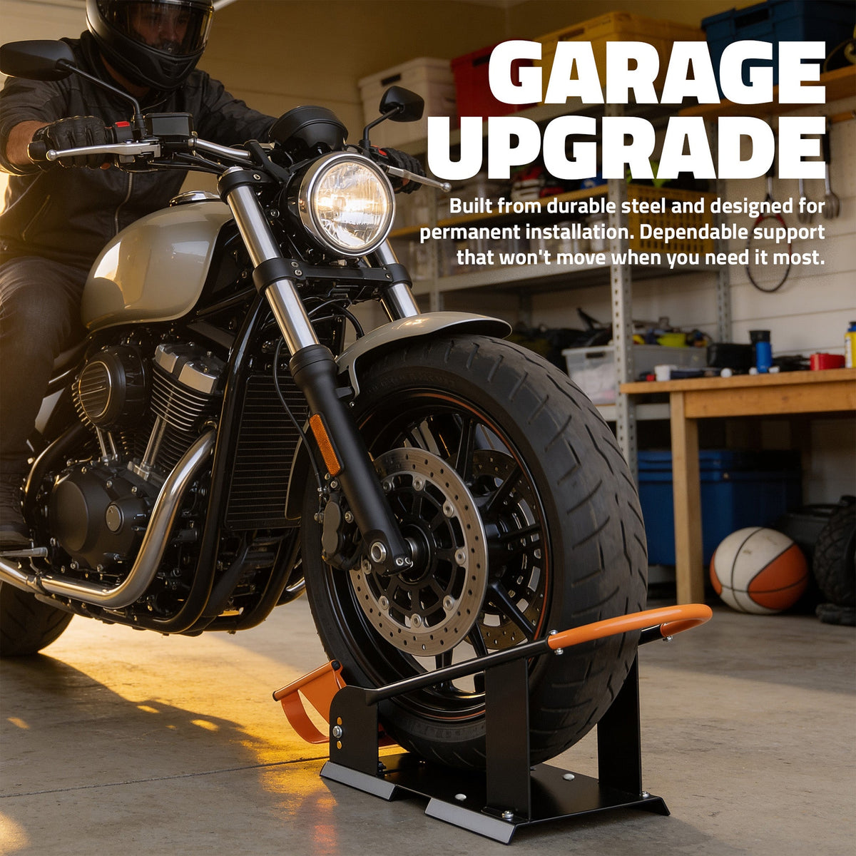 Narrow Motorcycle Wheel Chock for up to 6.1" Tires