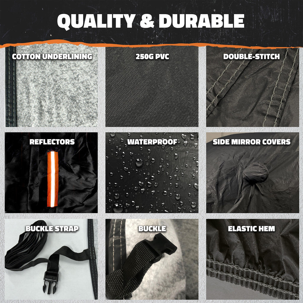 Heavy Duty Waterproof Sedan Covers - Cotton Lined