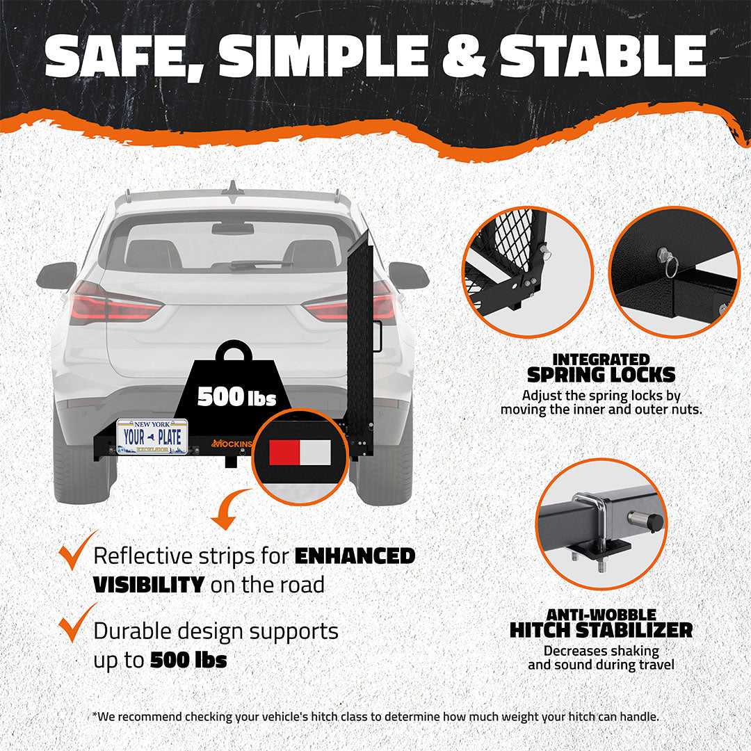 48"x28.5"x4.5" Wheelchair Hitch Carrier with Ramp