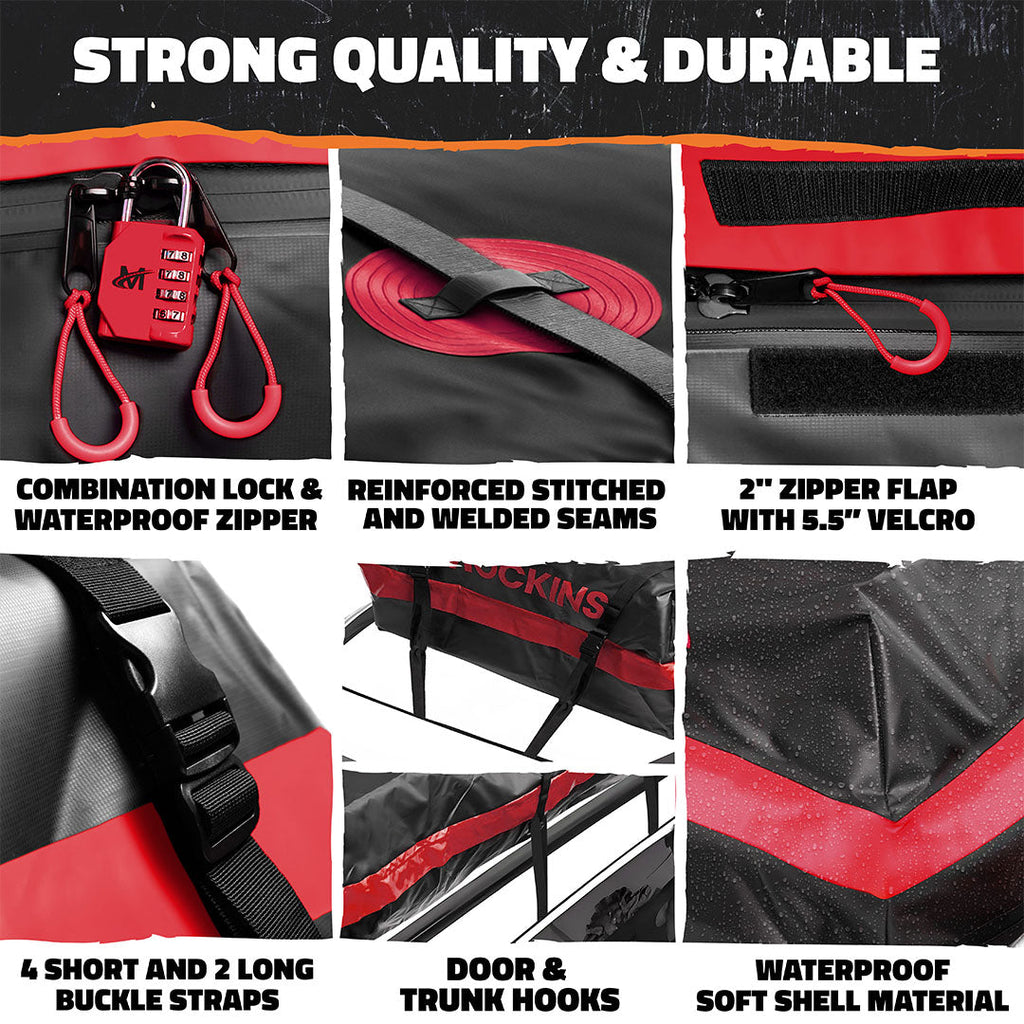 45 Cu Ft. Red Waterproof Roof Cargo Bag 75"x48"x22"