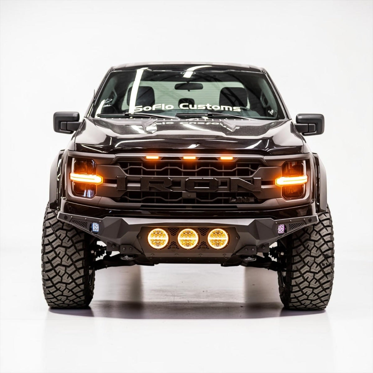 FORD F-150 LARIAT AND XLT 2021-2026 BAJA STEEL BUMPER WITH 3 CENTER LED LIGHTS and Skid Plate