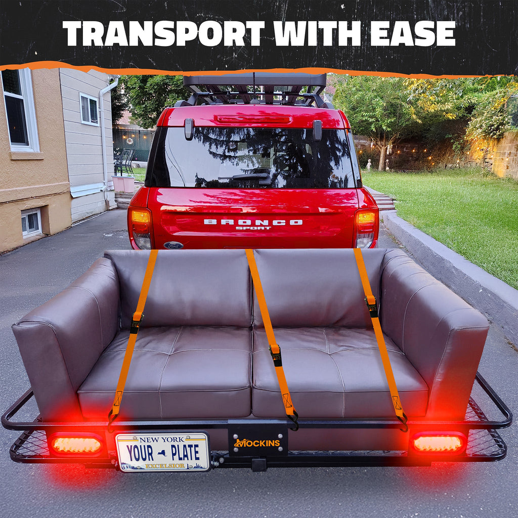 72"x36"x6" XXL Hitch Carrier + Rear Lights & 50 Cu Ft Cargo Bag