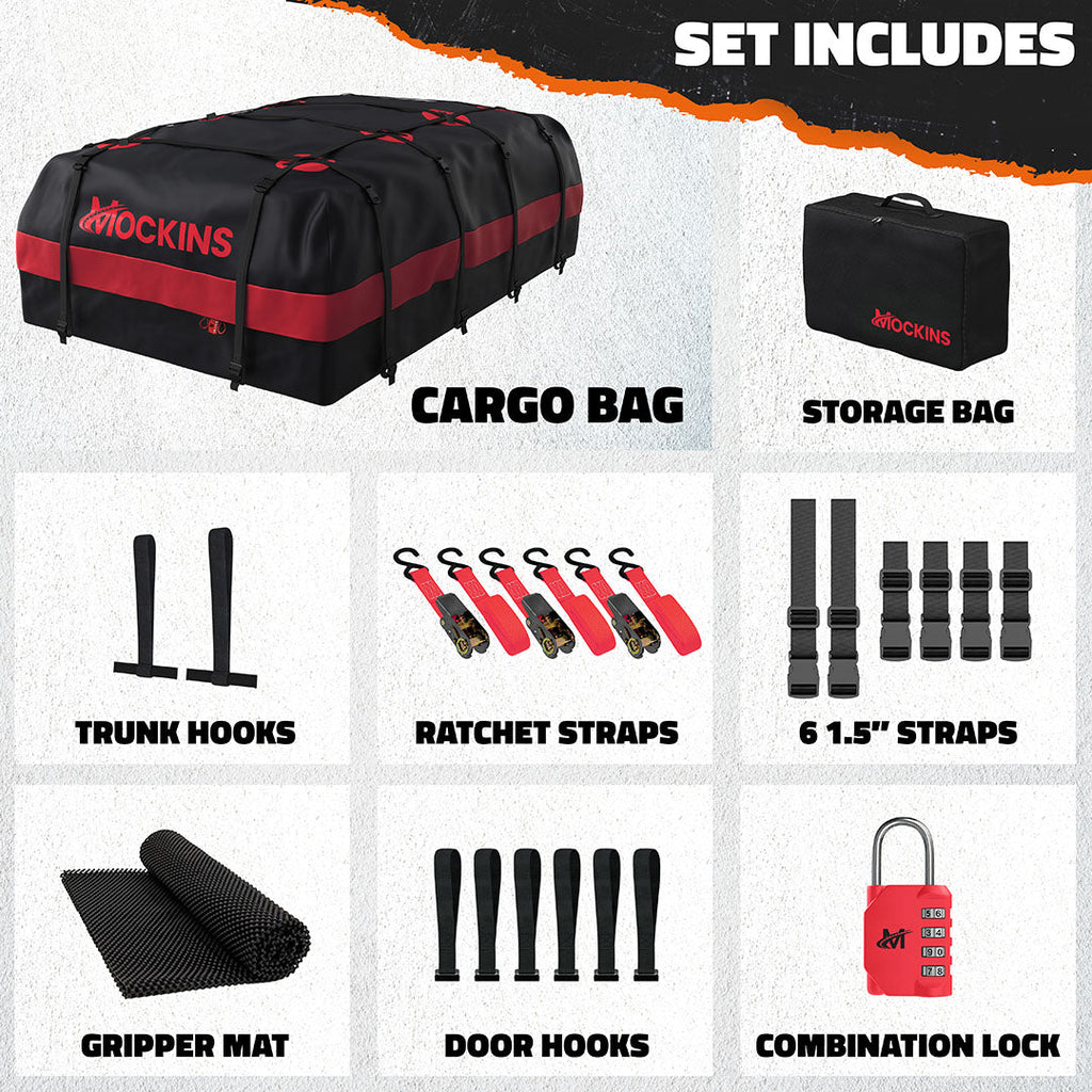 45 Cu Ft. Red Waterproof Roof Cargo Bag 75"x48"x22"