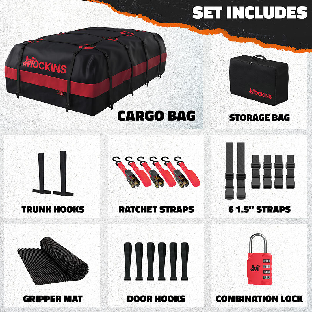 45 Cu Ft. Red Waterproof Roof Cargo Bag 75"x48"x22"