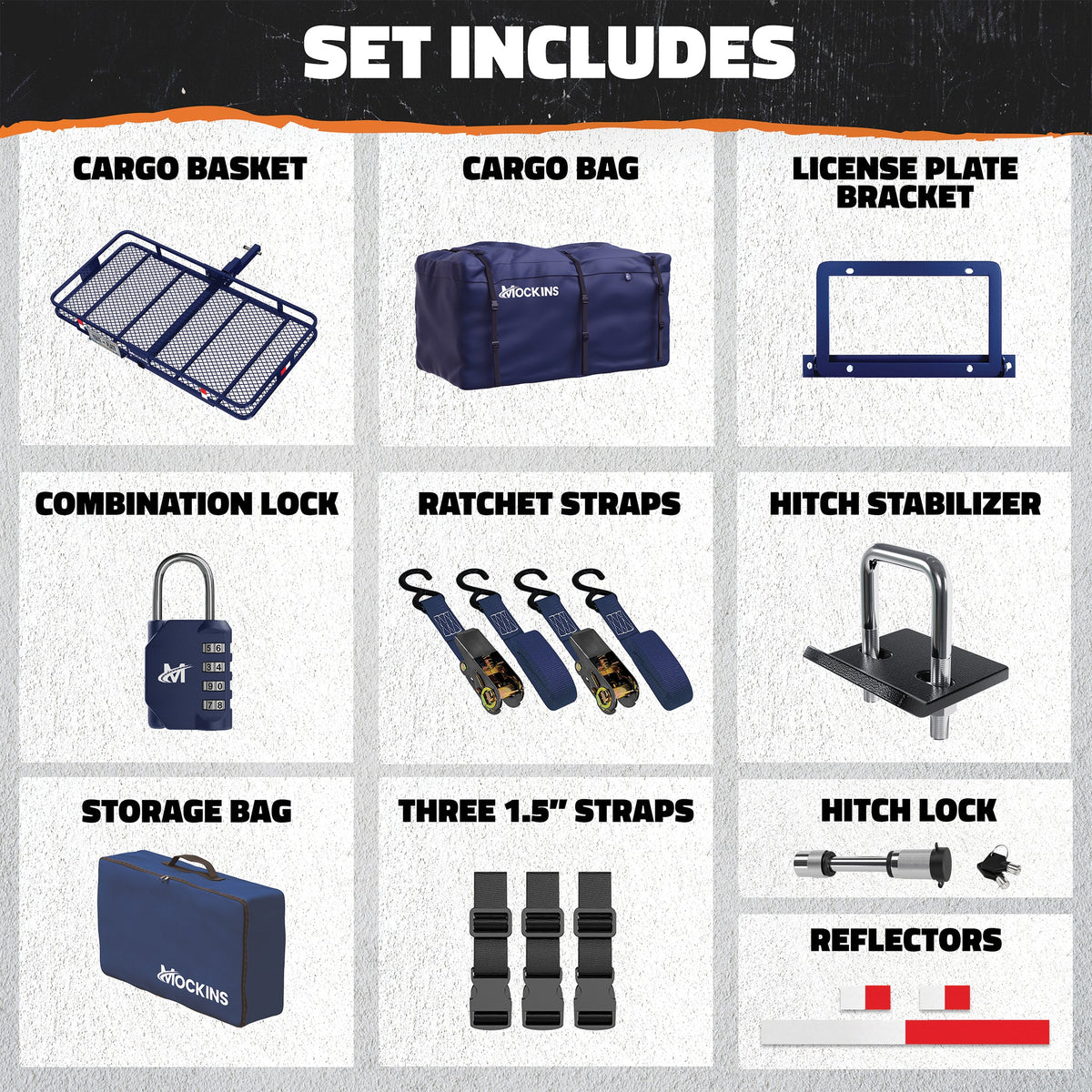 60"x30"x6" Navy Hitch Carrier & 30 Cu Ft Navy Cargo Bag