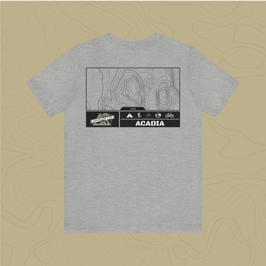 Acadia National Park - Adventure Life Trail Topographic Garment Dyed Tee