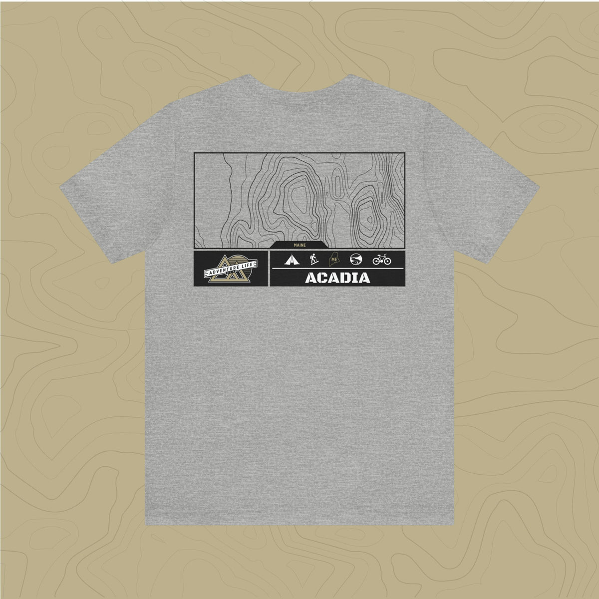 Acadia National Park - Adventure Life Trail Topographic Garment Dyed Tee