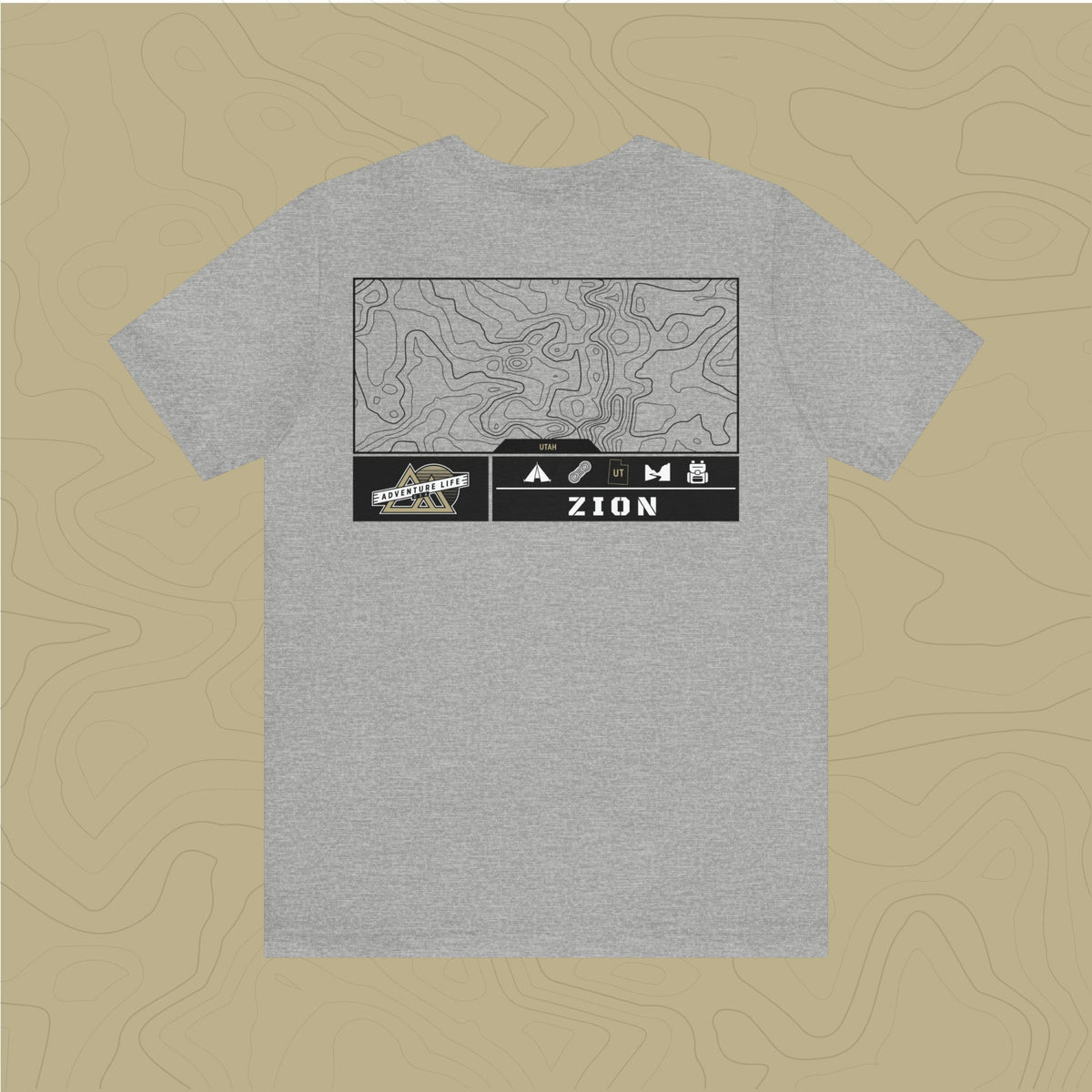 Zion National Park - Adventure Life Trail Topographic Garment Dyed Tee