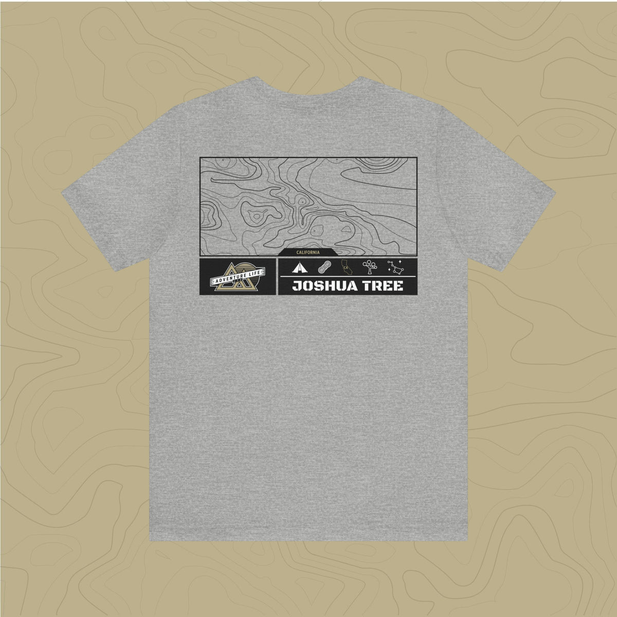 Joshua Tree National Park - Adventure Life Trail Topographic Garment Dyed Tee