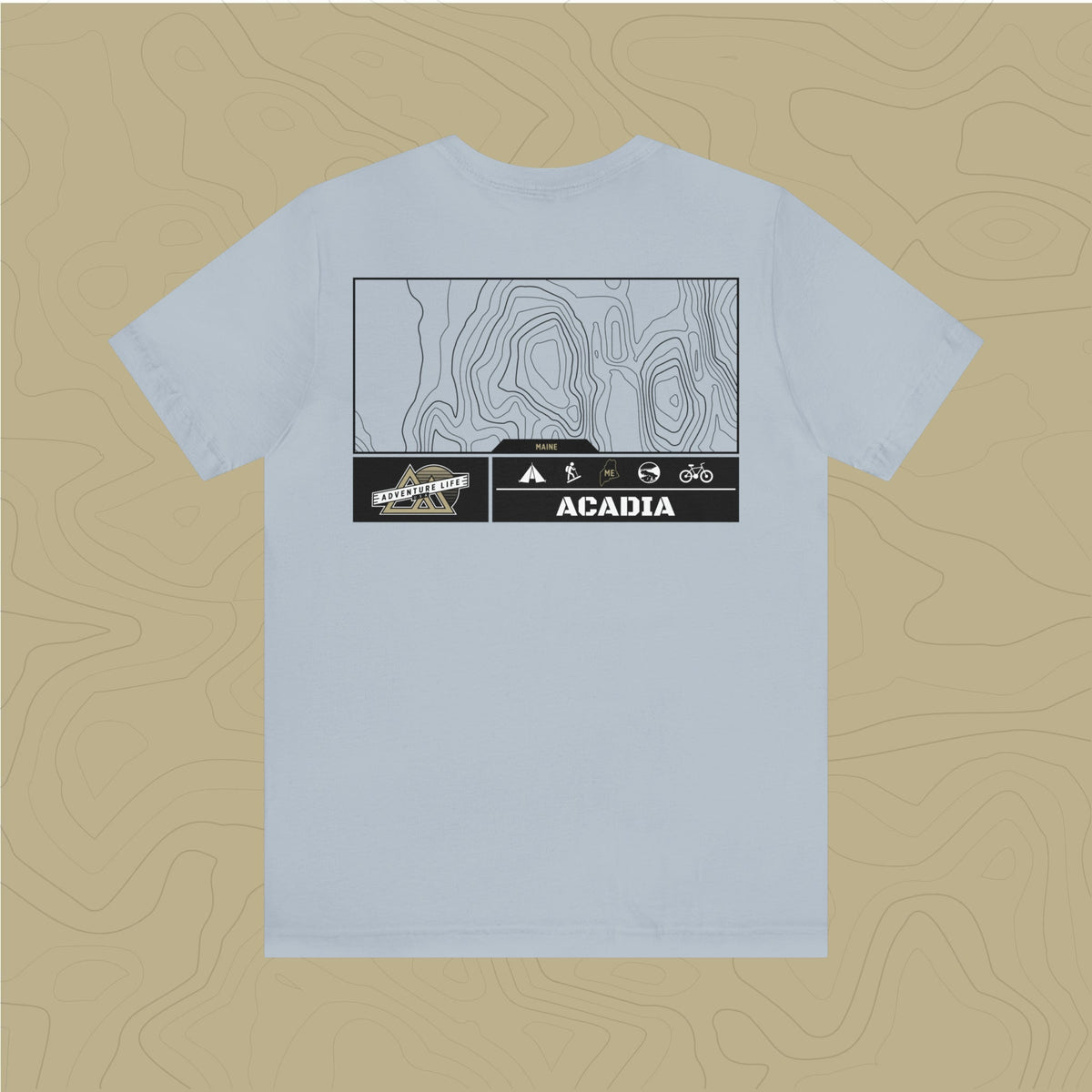 Acadia National Park - Adventure Life Trail Topographic Garment Dyed Tee