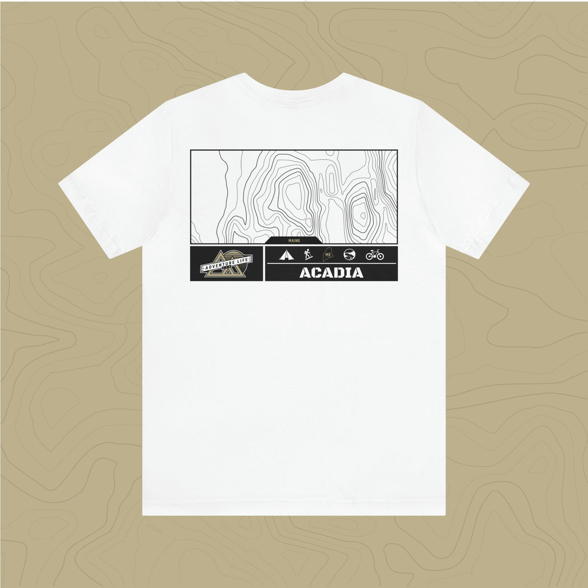 Acadia National Park - Adventure Life Trail Topographic Garment Dyed Tee