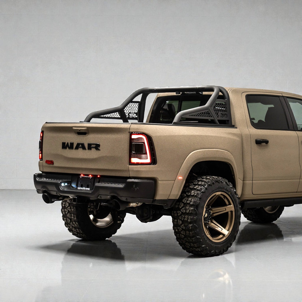 RAM TRX 2021-2027 REAR BED CHASE RACK WITH (4) 6” LED LIGHTS ALL ALUMINUM