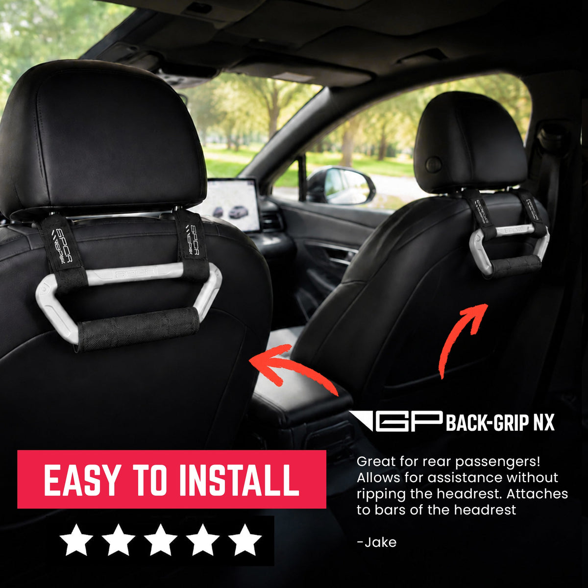 GP Back Grip PRO — Rear Headrest Handles for All Cars & Trucks