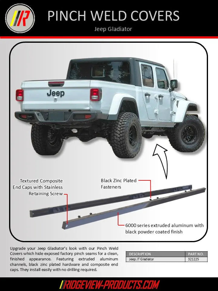 Jeep Gladiator JT Pinch Weld Covers