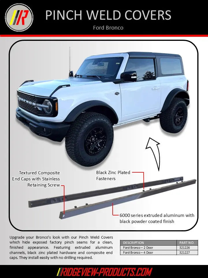 Ford Bronco 2 Door Pinch Weld Covers