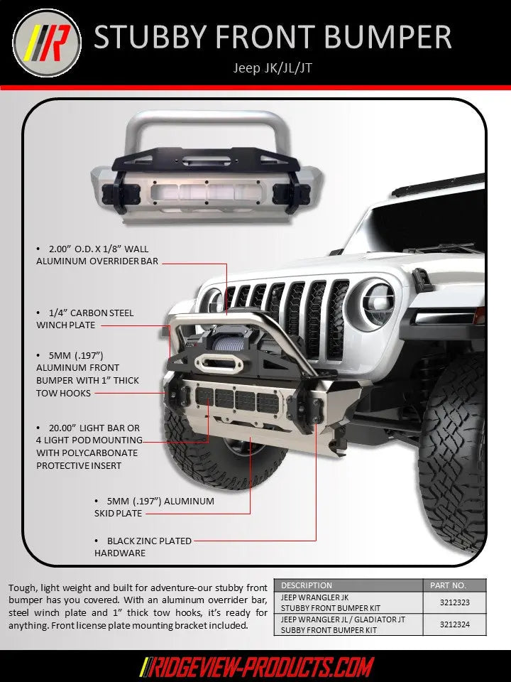 Front Stubby Jeep Bumper Kit-Jeep Wrangler JL / Gladiator JT