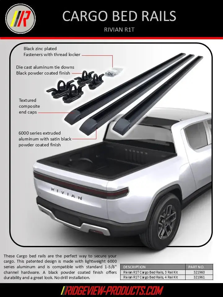 Rivian R1T Cargo Bed Rails