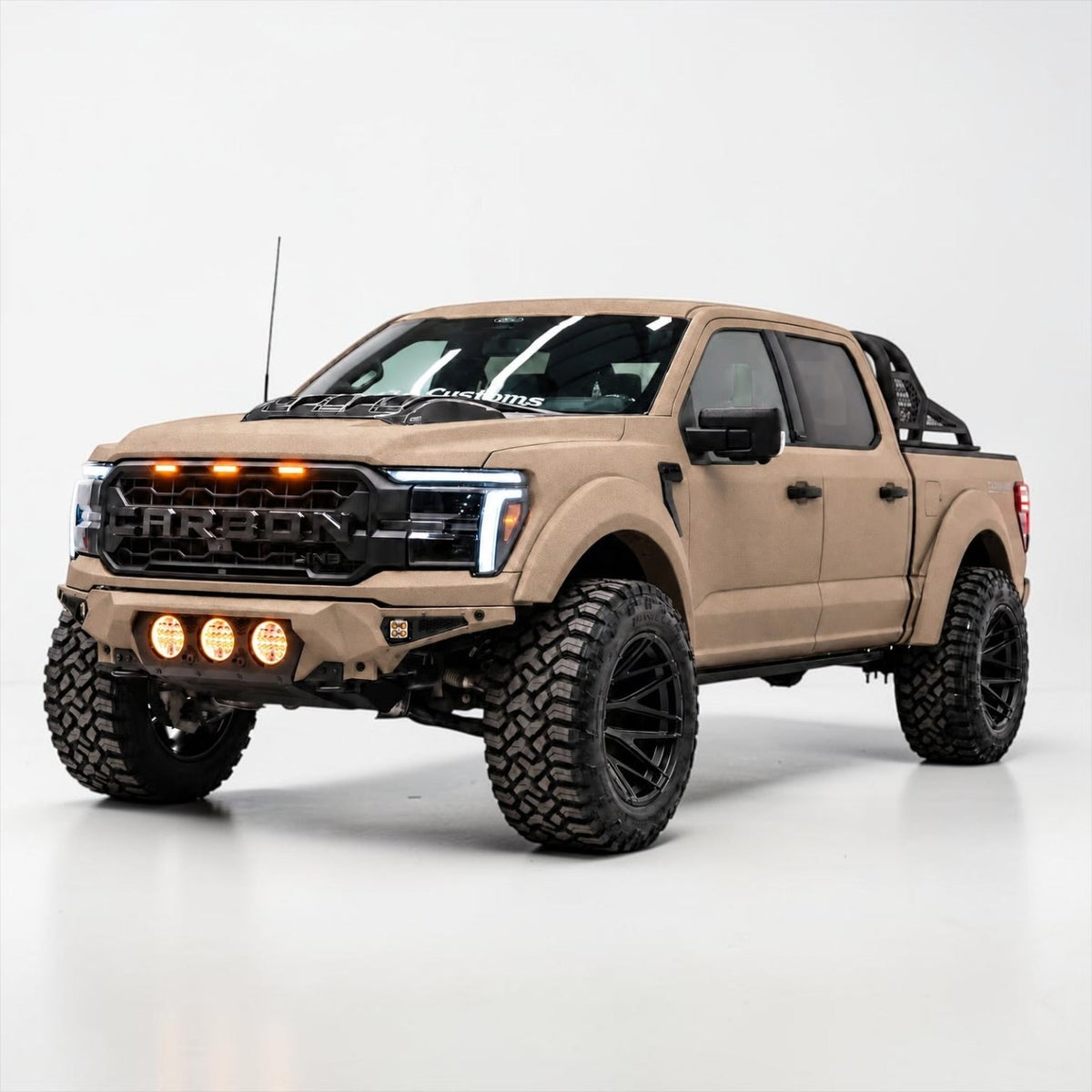 FORD F-150 LARIAT AND XLT 2021-2026 BAJA STEEL BUMPER WITH 3 CENTER LED LIGHTS and Skid Plate