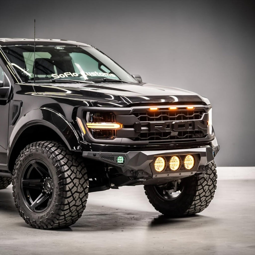 FORD F-150 LARIAT AND XLT 2021-2026 BAJA STEEL BUMPER WITH 3 CENTER LED LIGHTS and Skid Plate