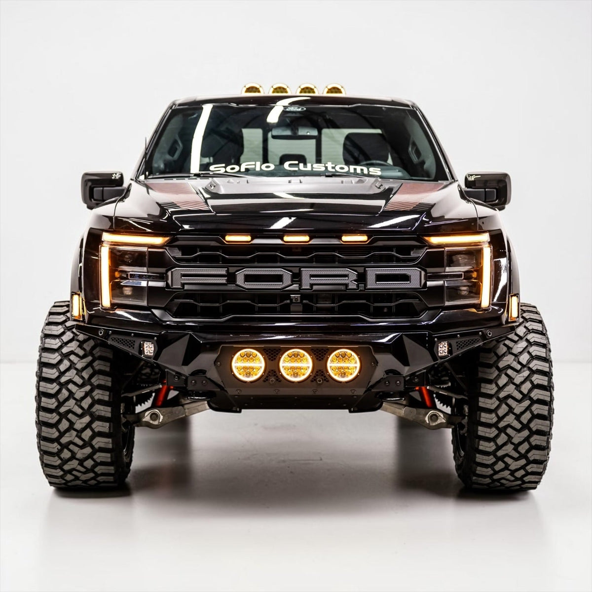FORD F-150 RAPTOR AND RAPTOR R 2021-2027 BAJA STEEL BUMPER WITH 3 CENTER LED LIGHTS and Skid Plate