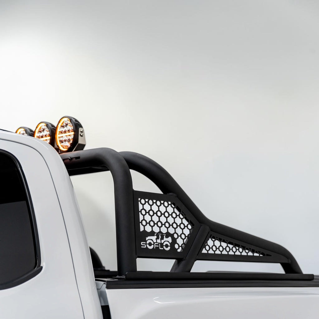 F150 ALUMINUM CHASE RACK 2021-2027 WITH (4) 6” LED FLOOD LIGHTS bed cage