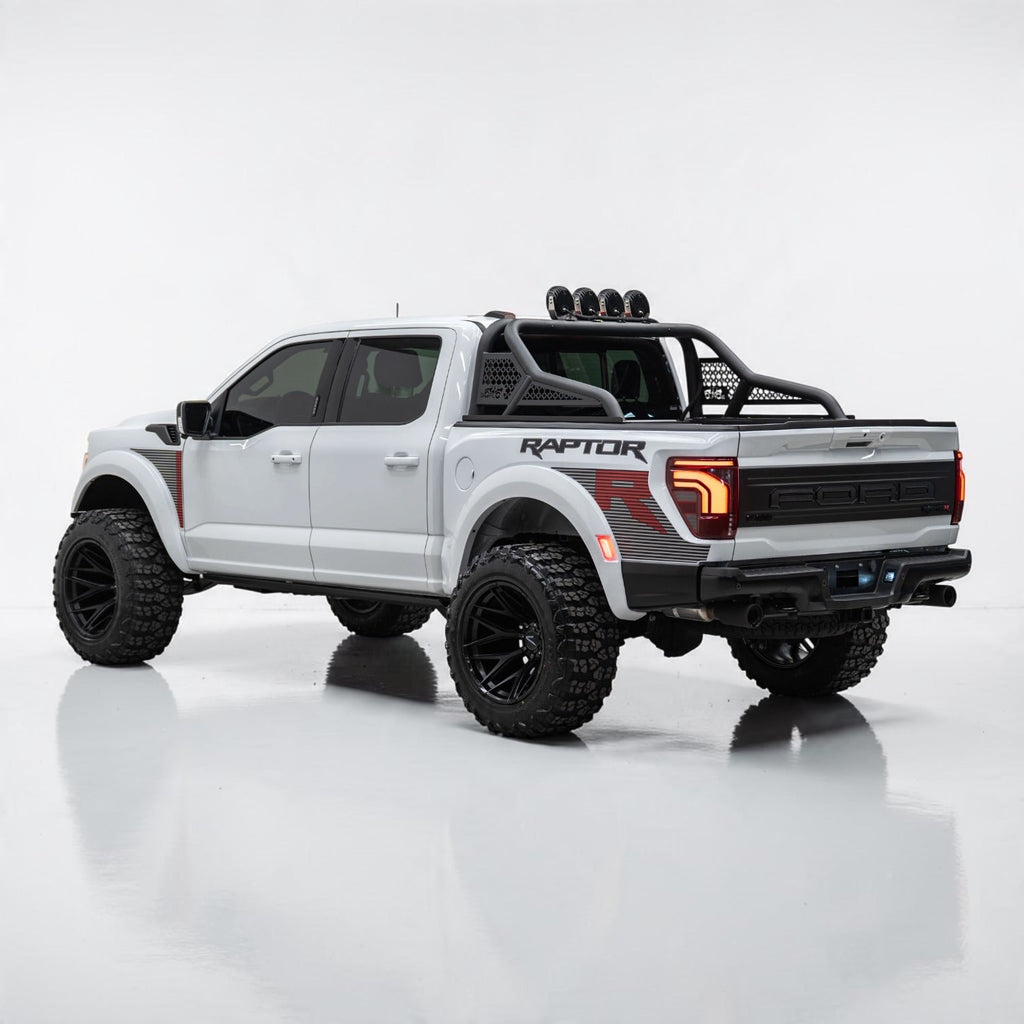 F150 ALUMINUM CHASE RACK 2021-2027 WITH (4) 6” LED FLOOD LIGHTS bed cage