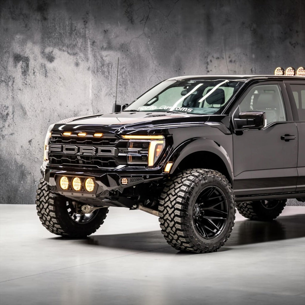 FORD F-150 RAPTOR AND RAPTOR R 2021-2027 BAJA STEEL BUMPER WITH 3 CENTER LED LIGHTS and Skid Plate
