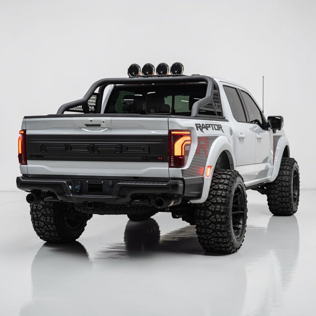 F150 ALUMINUM CHASE RACK 2021-2027 WITH (4) 6” LED FLOOD LIGHTS bed cage