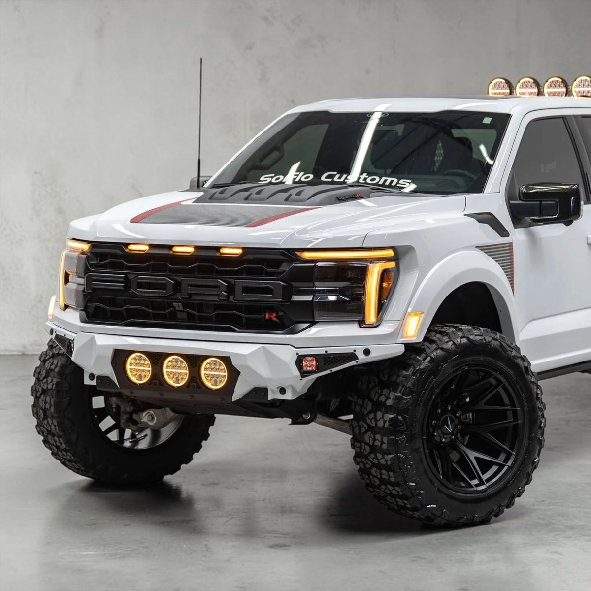 FORD F-150 RAPTOR AND RAPTOR R 2021-2027 BAJA STEEL BUMPER WITH 3 CENTER LED LIGHTS and Skid Plate