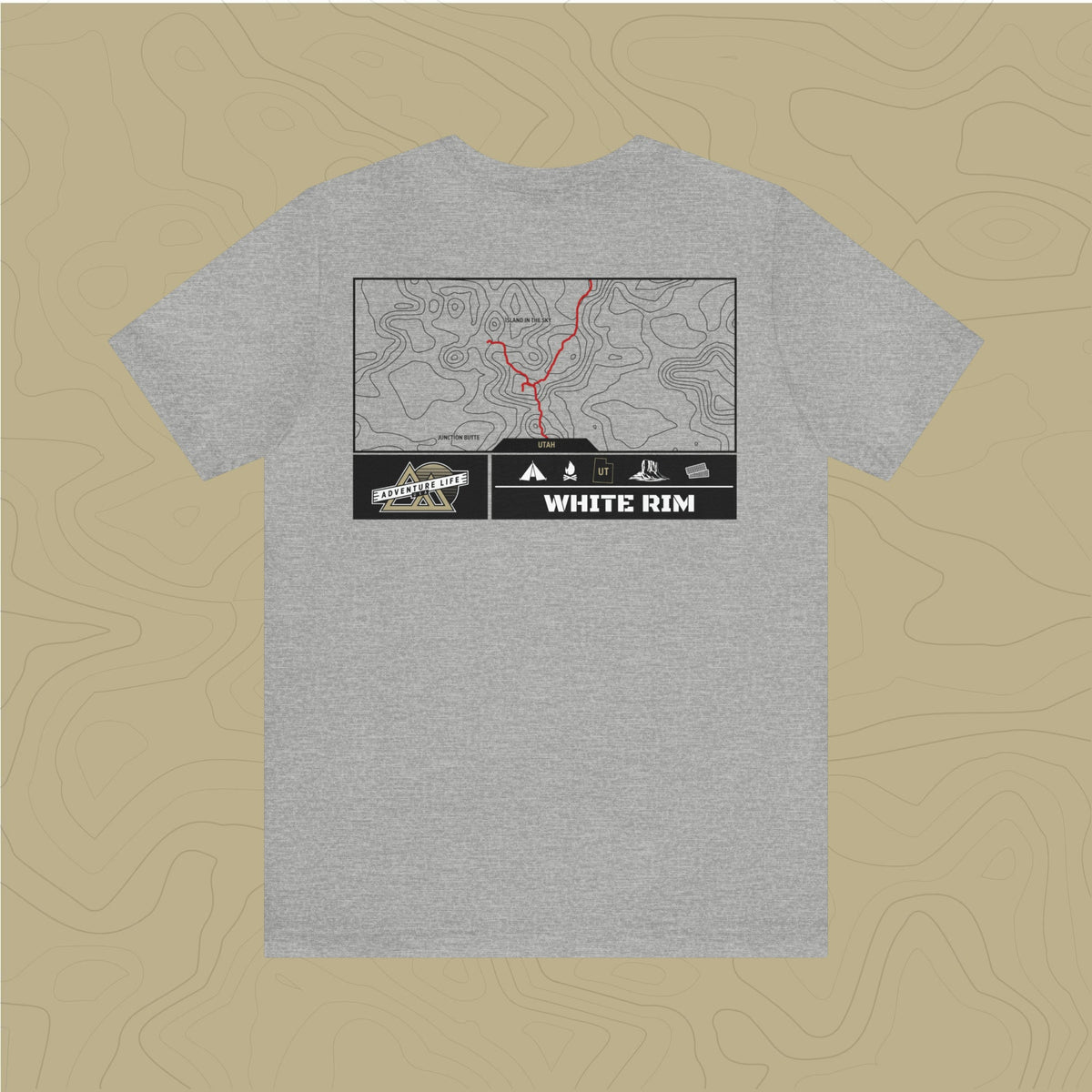 White Rim Trail - Adventure Life Trail Topographic Garment Dyed Tee