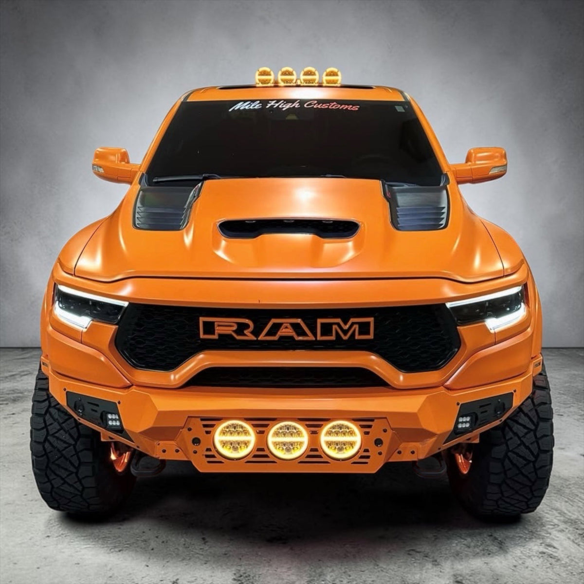 RAM TRX Baja Front Bumper w/ 3 Center Lights & Skid Plate 2021-2024