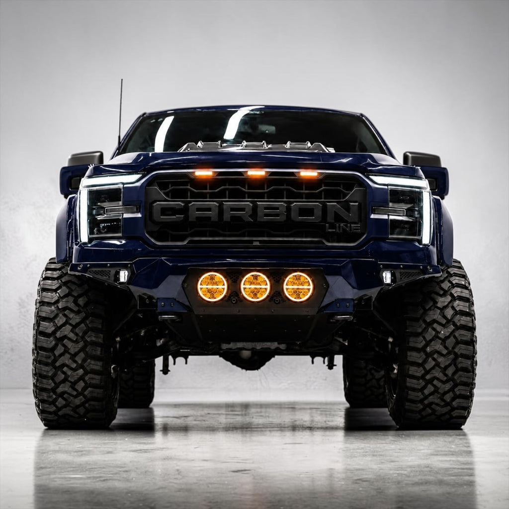 FORD F-150 LARIAT AND XLT 2021-2026 BAJA STEEL BUMPER WITH 3 CENTER LED LIGHTS and Skid Plate