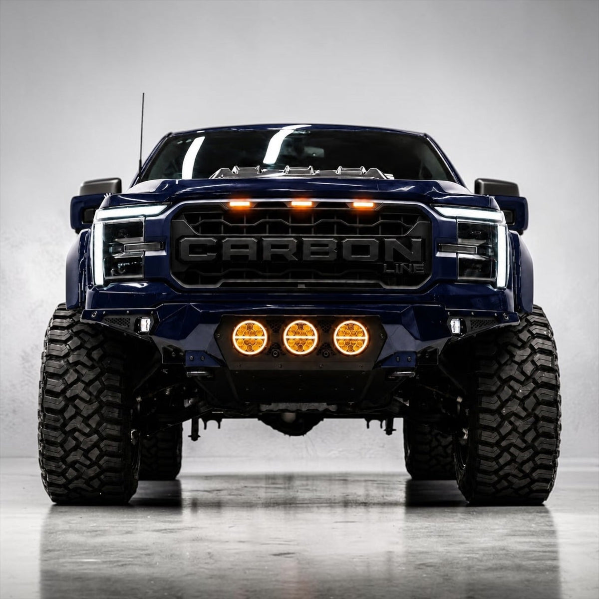 FORD F-150 LARIAT AND XLT 2021-2026 BAJA STEEL BUMPER WITH 3 CENTER LED LIGHTS and Skid Plate