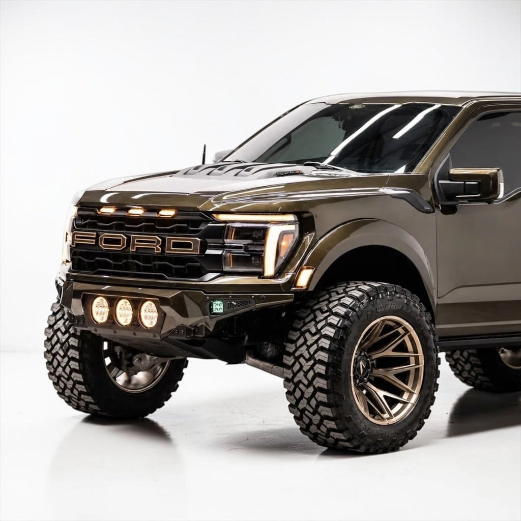 FORD F-150 RAPTOR AND RAPTOR R 2021-2027 BAJA STEEL BUMPER WITH 3 CENTER LED LIGHTS and Skid Plate