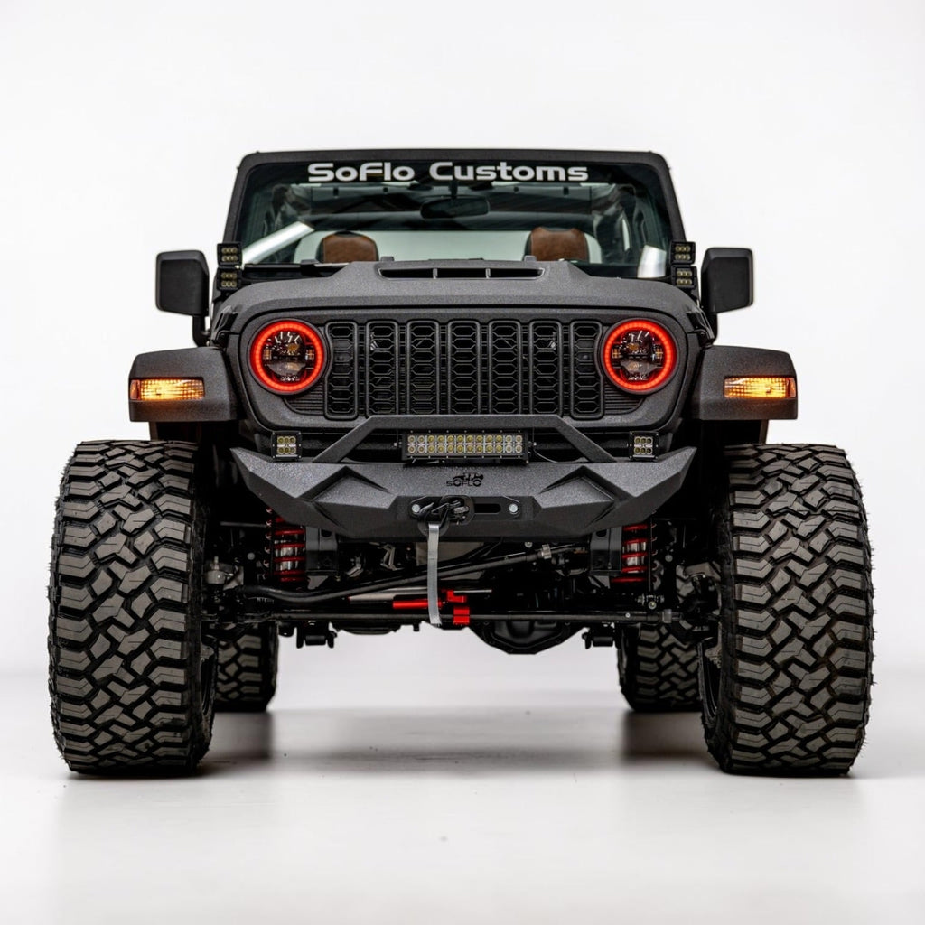 Jeep Gladiator Front Bumper Stubby 2020-2027 with Cube Lights and Light Bar
