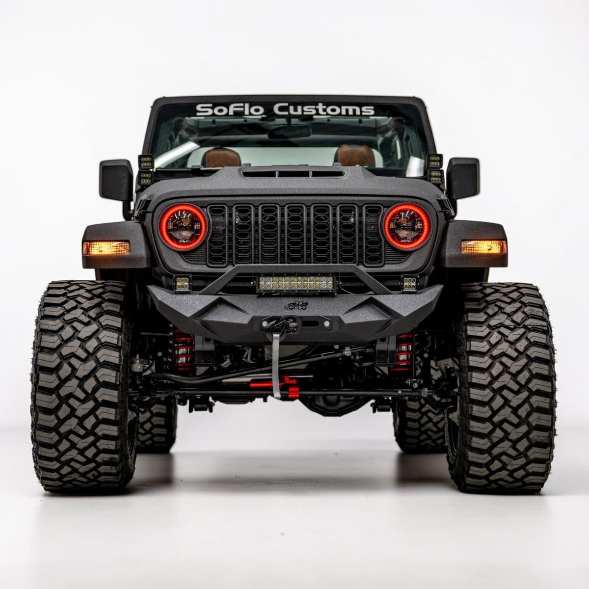 Jeep Gladiator Front Bumper Stubby 2020-2027 with Cube Lights and Light Bar