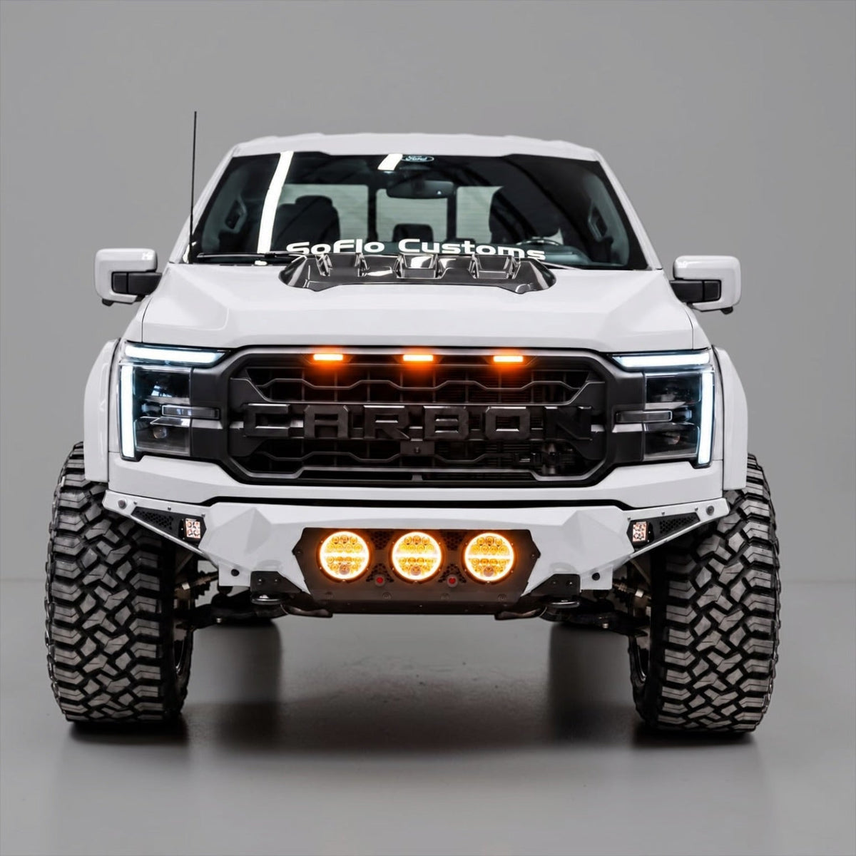 FORD F-150 LARIAT AND XLT 2021-2026 BAJA STEEL BUMPER WITH 3 CENTER LED LIGHTS and Skid Plate