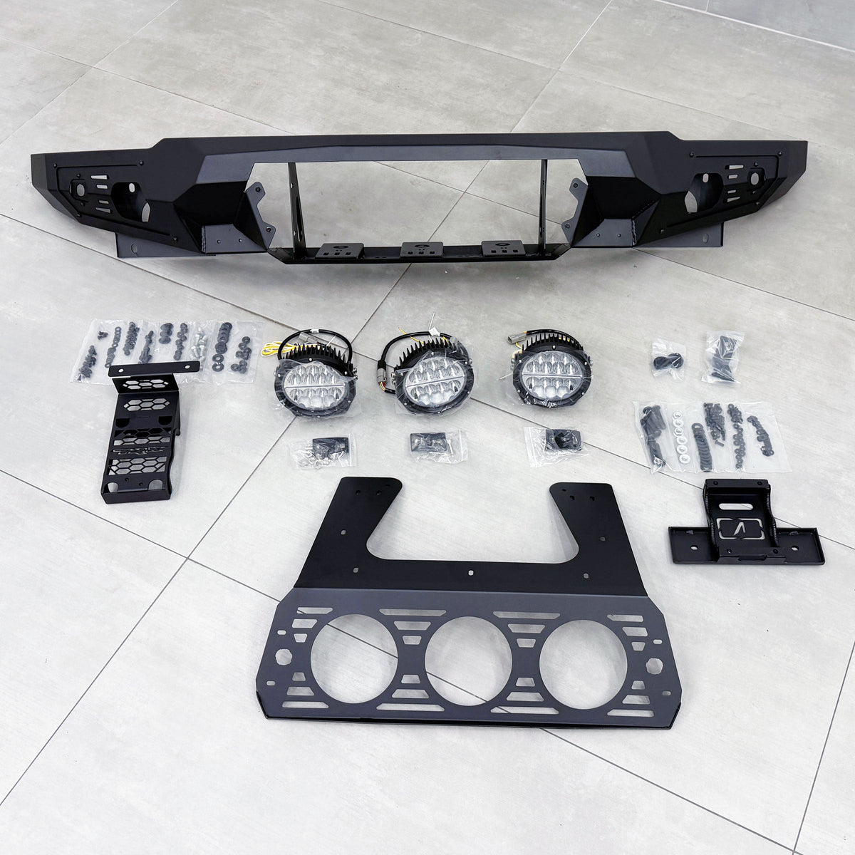 RAM TRX Baja Front Bumper w/ 3 Center Lights & Skid Plate 2021-2024
