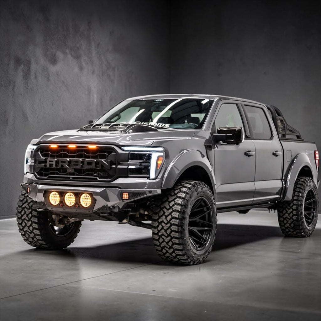 FORD F-150 LARIAT AND XLT 2021-2026 BAJA STEEL BUMPER WITH 3 CENTER LED LIGHTS and Skid Plate