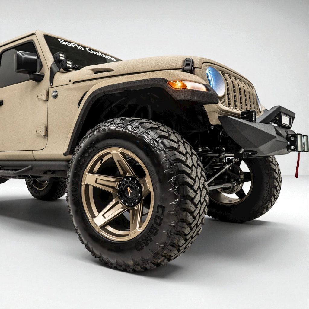 Jeep Gladiator Front Bumper Stubby 2020-2027 with Cube Lights and Light Bar